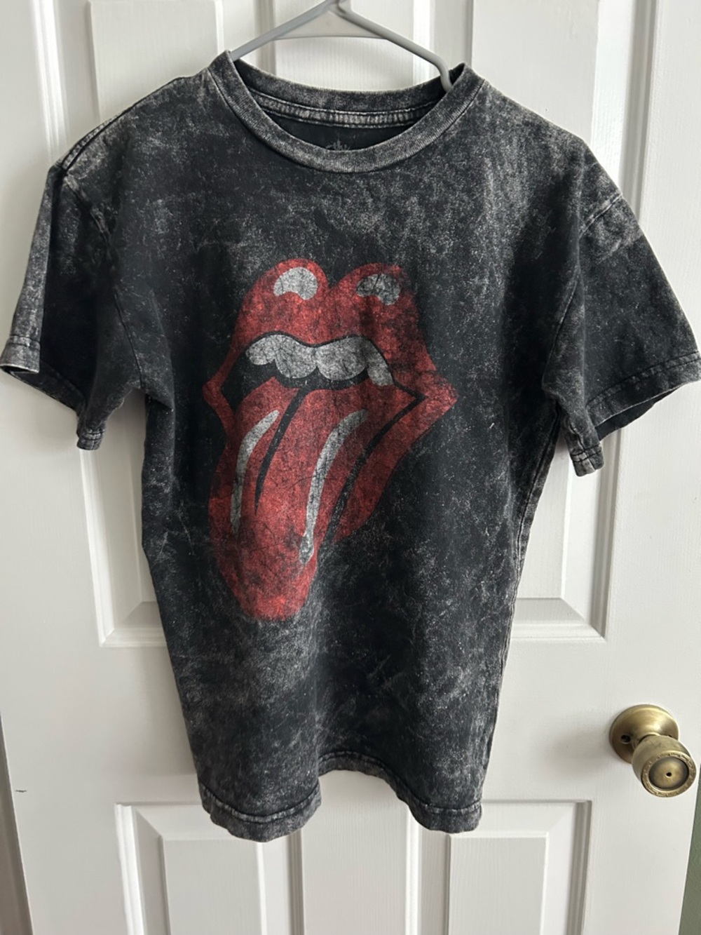 the Rolling Stones Black Tee with Red Tongue Graphic